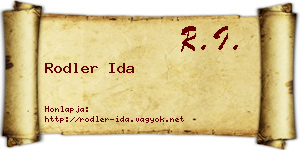 Rodler Ida névjegykártya